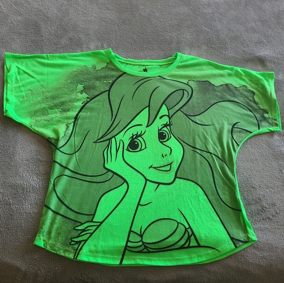 Disney World Ariel Little Mermaid Circle Top - Lime Green - S - Picture 2 of 4